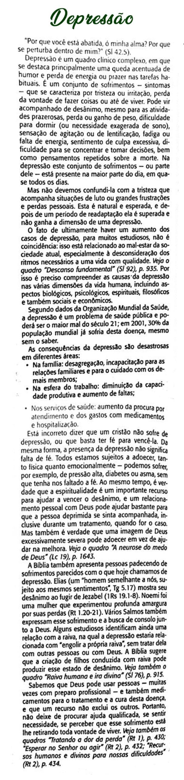 Depressão – Quadro Bíblia Conselheira